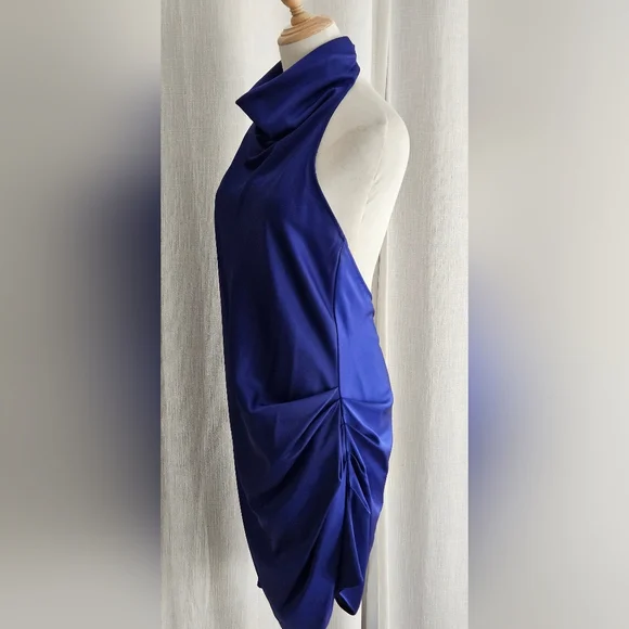 NWT Gianni Bini Peyton Satin Mini Sheath Dress: Color- Cobalt: Size- 8 - Picture 3 of 10
